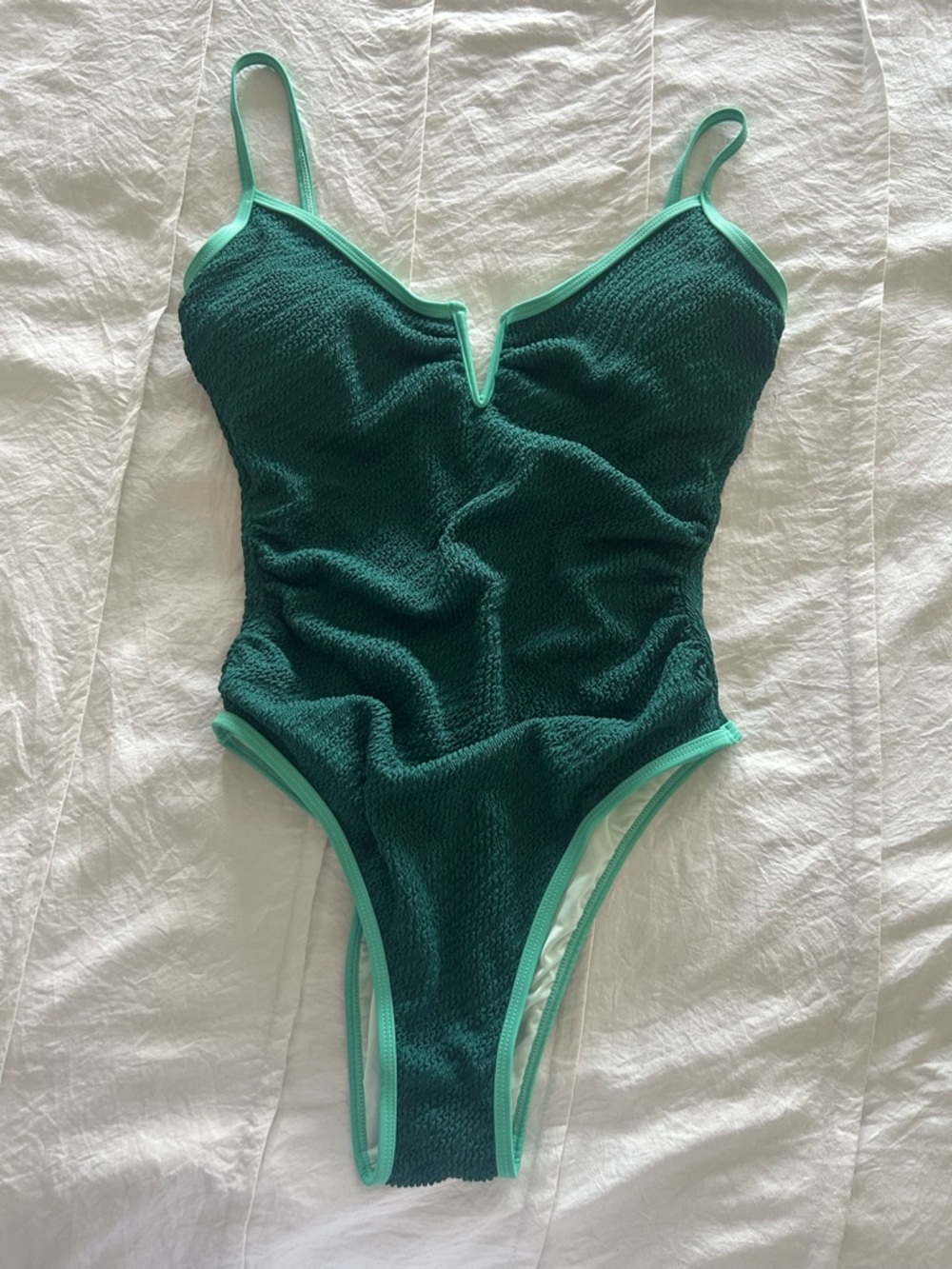 Cupshe Teal One-Piece with Mint Trim